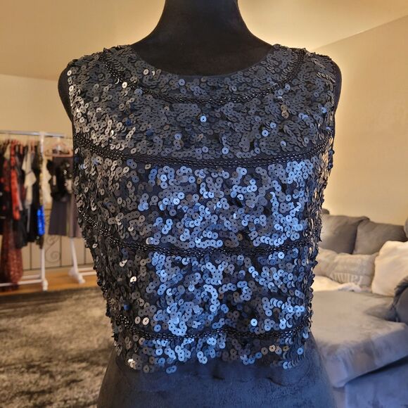 Say What? Tops - Say What Y2k Black Sequin Polyester Crop Top with Black Sequins In A Medium M